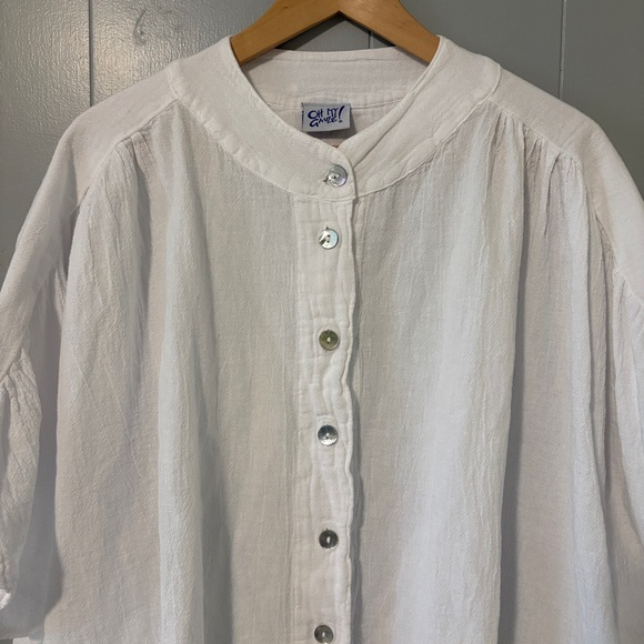 Oh My Gauze! Ines Cotton Gauze Blouse White Size 1 Small/Medium Short Sleeve - Picture 5 of 13